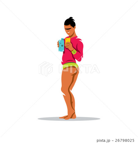 Vector Selfie Girl Cartoon Illustration. 26798025