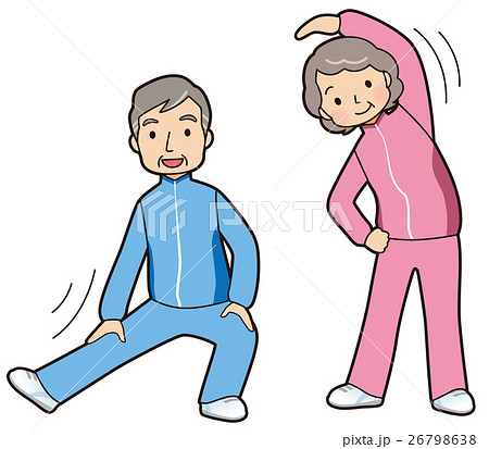 体操するシニア 高齢者 健康のイラスト素材