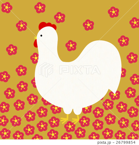 ニワトリと梅の花　ゴールド 26799854
