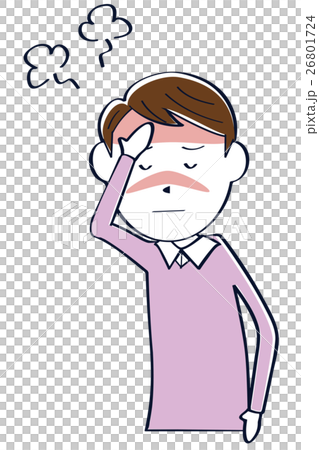 Cute man in line drawing Gentle and serious Heavy upper body heating 26801724