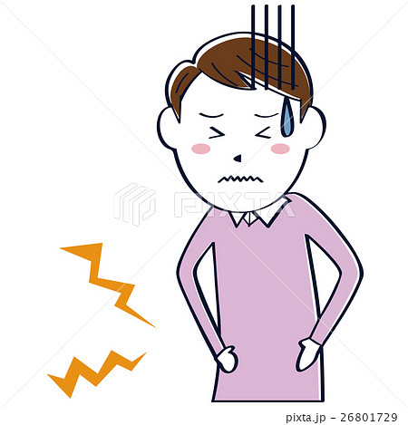 線画のかわいい男性　やさしくて真面目そう　上半身　腹痛 26801729
