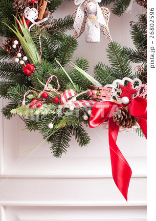 Red and white Christmas wreath Red and white Christmas wreath 26802596