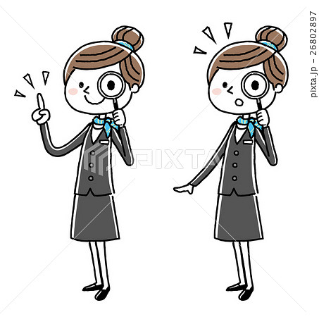 Business Woman Magnifying Glass Stock Illustration