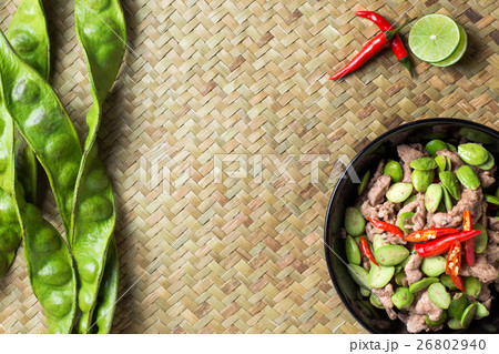 Thai Food Fired Parkia speciosa beans Pad Sa Tor 26802940