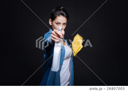 Funny young woman preparing for cleaning 26807003