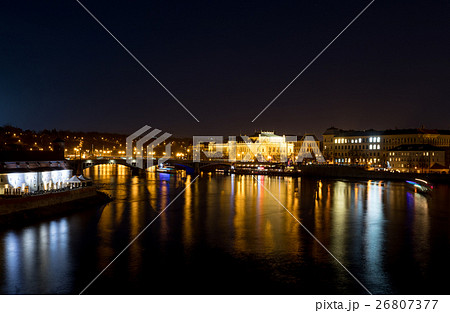 Night photo Prague river Vltava 26807377