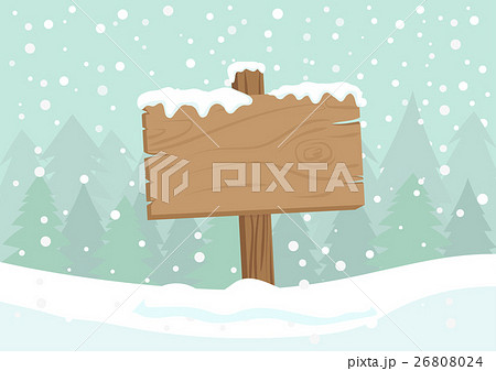 Blank wooden direction sign with snowbackground 26808024