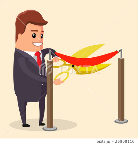 vector manager or businessman cuts ribbon with vector manager or businessman cuts ribbon with 26808116