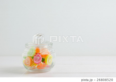 Colorful candies in transparent jar Colorful candies in transparent jar 26808520