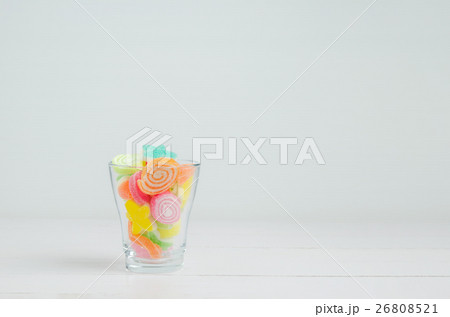 Colorful candies in transparent jar 26808521