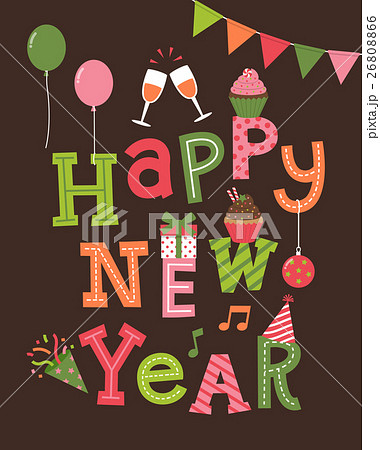 Happy New Year 17 Greeting Card Design のイラスト素材