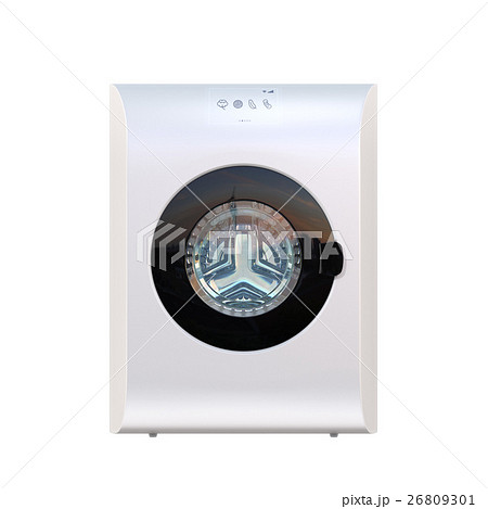 タッチパネル制御のスマート洗濯機の正面イメージのイラスト素材