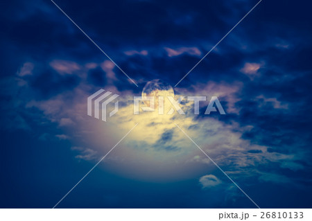 Nighttime sky with clouds and full moon with shiny 26810133