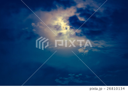 Nighttime sky with clouds and full moon with shiny 26810134