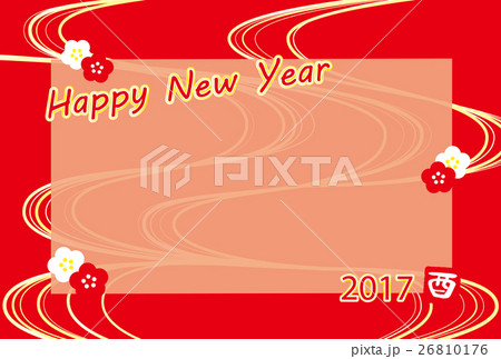 賀正 年賀状2017 とり年 紅白梅 流水 酉印 HappyNewYear 赤 賀正 年賀状2017 とり年 紅白梅 流水 酉印 HappyNewYear 赤 26810176