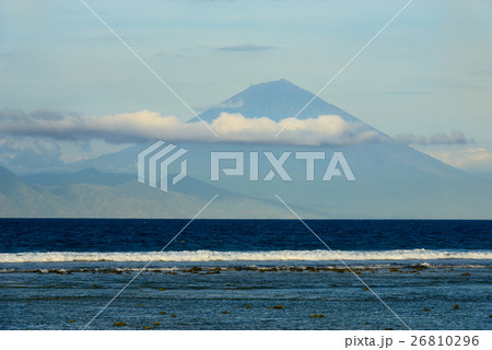 Blue sea with waves and mount on background Blue sea with waves and mount on background 26810296