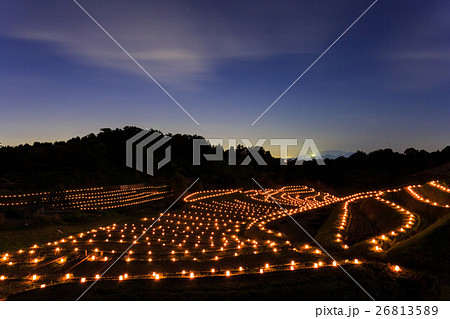 千早赤阪村棚田 棚田夢灯りの写真素材