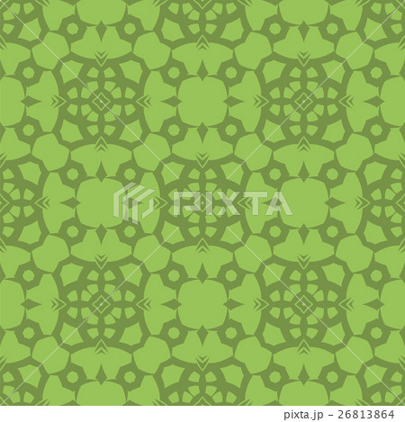 Green Ornamental Seamless Line Pattern 26813864