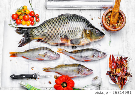 Raw fish on parchment Raw fish on parchment 26814991