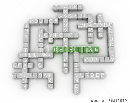 3d image Detective  issues concept word cloud  26815859