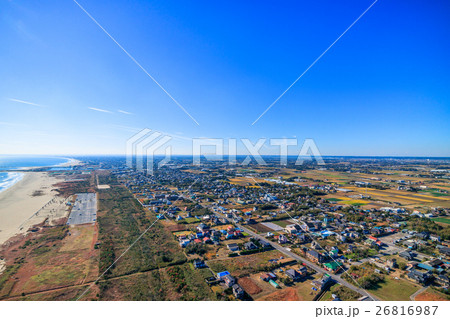 山武市　白幡　本須賀海水浴場付近を空撮 26816987