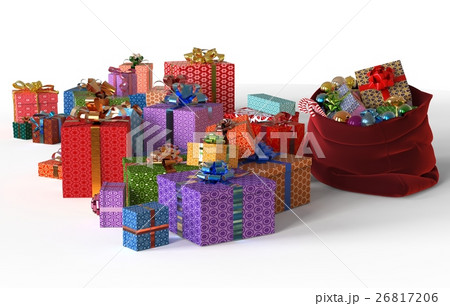 Christmas Gifts 3D Illustration Isolated On White 26817206