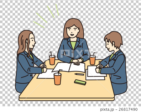 会議中の女性社員たちのイラスト素材