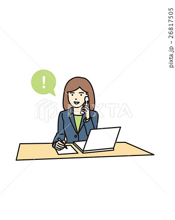 電話対応する女性社員 電話対応する女性社員 26817505
