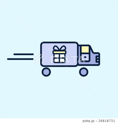Icon truck carries gift box. Delivery, shipping.  26818731