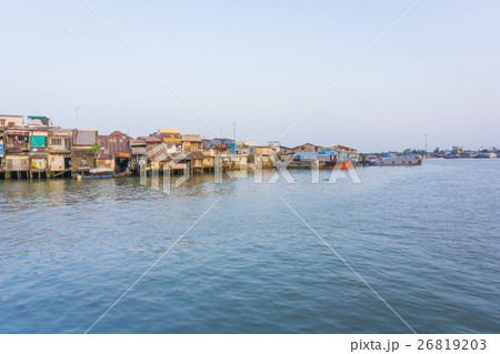 The canal houses at sunset with boats. The canal houses at sunset with boats. 26819203