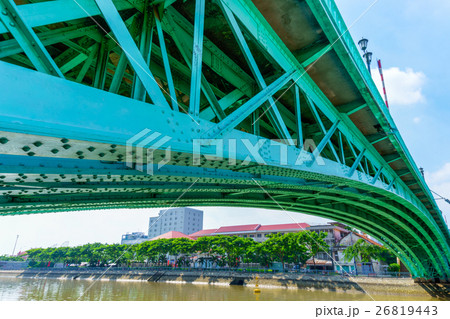 Steel construction from under the bridge. Steel construction from under the bridge. 26819443