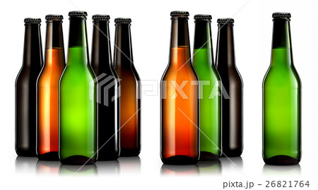 Set of beer bottles isolated Set of beer bottles isolated 26821764