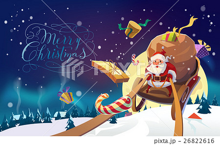 Santa in a Winter village. Merry Christmas Card 26822616