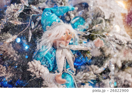 fairy toy on the Christmas tree. white blue 26822900