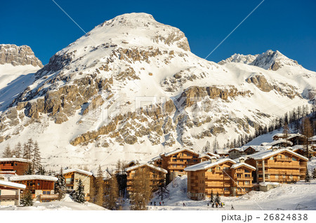 Alpine winter mountain landscape.  26824838