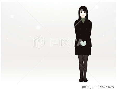 雪の日の少女のイラスト素材