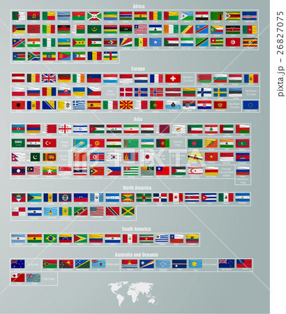 flags of countries divided by parts of the world 26827075