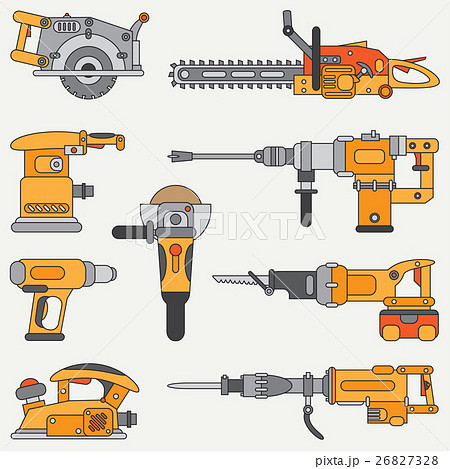Line flat vector icon set with building electrical 26827328