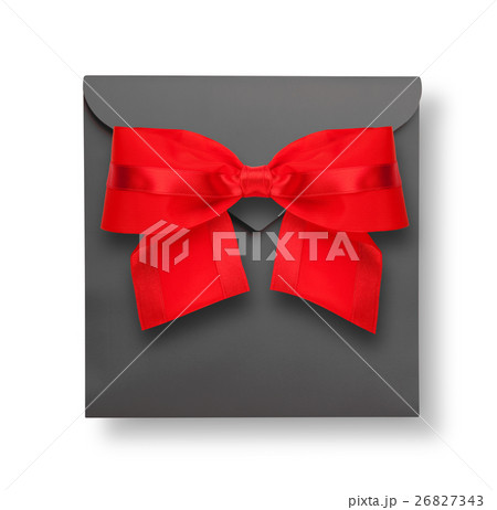 Gray envelope with red bow Gray envelope with red bow 26827343