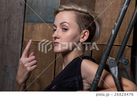Blond woman pointed up 26828476
