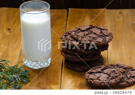 Photo of freshly baked chocolate chips cookies on 26828479