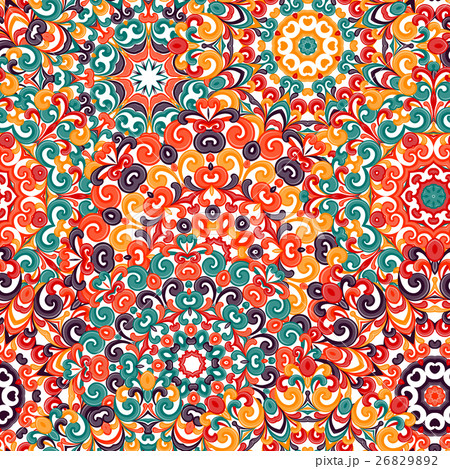 Seamless colorful ethnic pattern with mandalas. 26829892