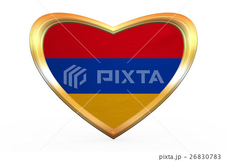 Flag of Armenia in heart shape, golden frame Flag of Armenia in heart shape, golden frame 26830783