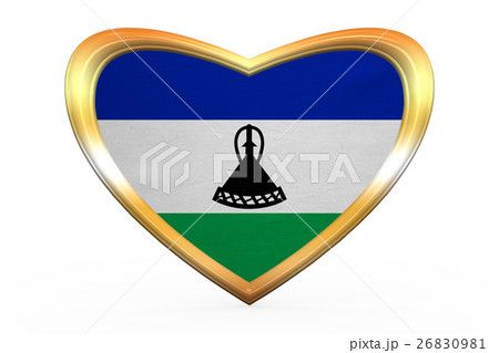Flag of Lesotho in heart shape, golden frame 26830981