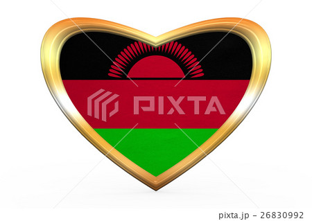 Flag of Malawi in heart shape, golden frame Flag of Malawi in heart shape, golden frame 26830992