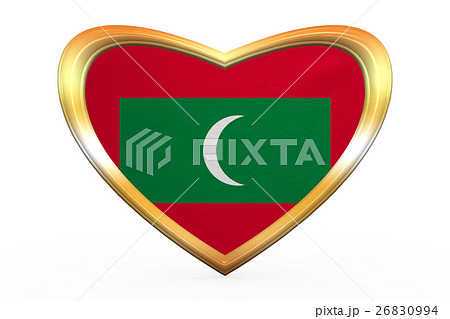 Flag of Maldives in heart shape, golden frame Flag of Maldives in heart shape, golden frame 26830994
