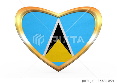 Flag of Saint Lucia in heart shape, golden frame Flag of Saint Lucia in heart shape, golden frame 26831054