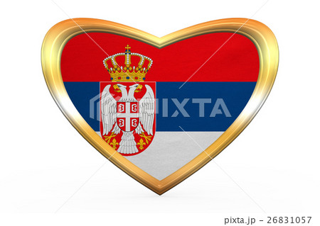 Flag of Serbia in heart shape, golden frame Flag of Serbia in heart shape, golden frame 26831057