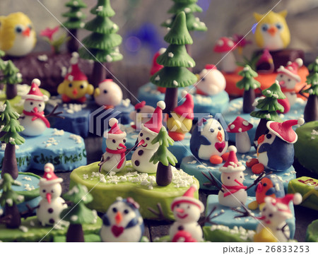 Merry Christmas background, clay Xmas ornament 26833253