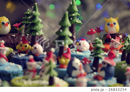Merry Christmas background, clay Xmas ornament 26833254